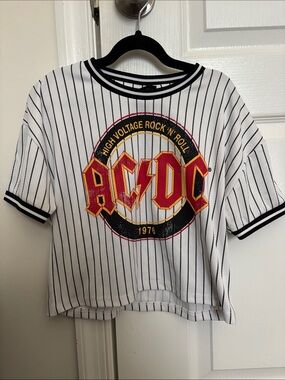 AC/DC High Voltage White Pinstripe Kids Tee